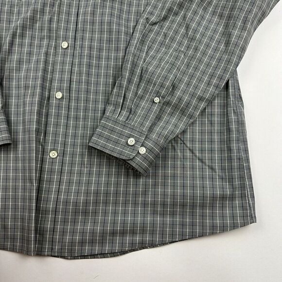 Eddie Bauer Wrinkle Resistant Relaxed Fit Gray Striped Button Up Shirt Size XL - Picture 7 of 9